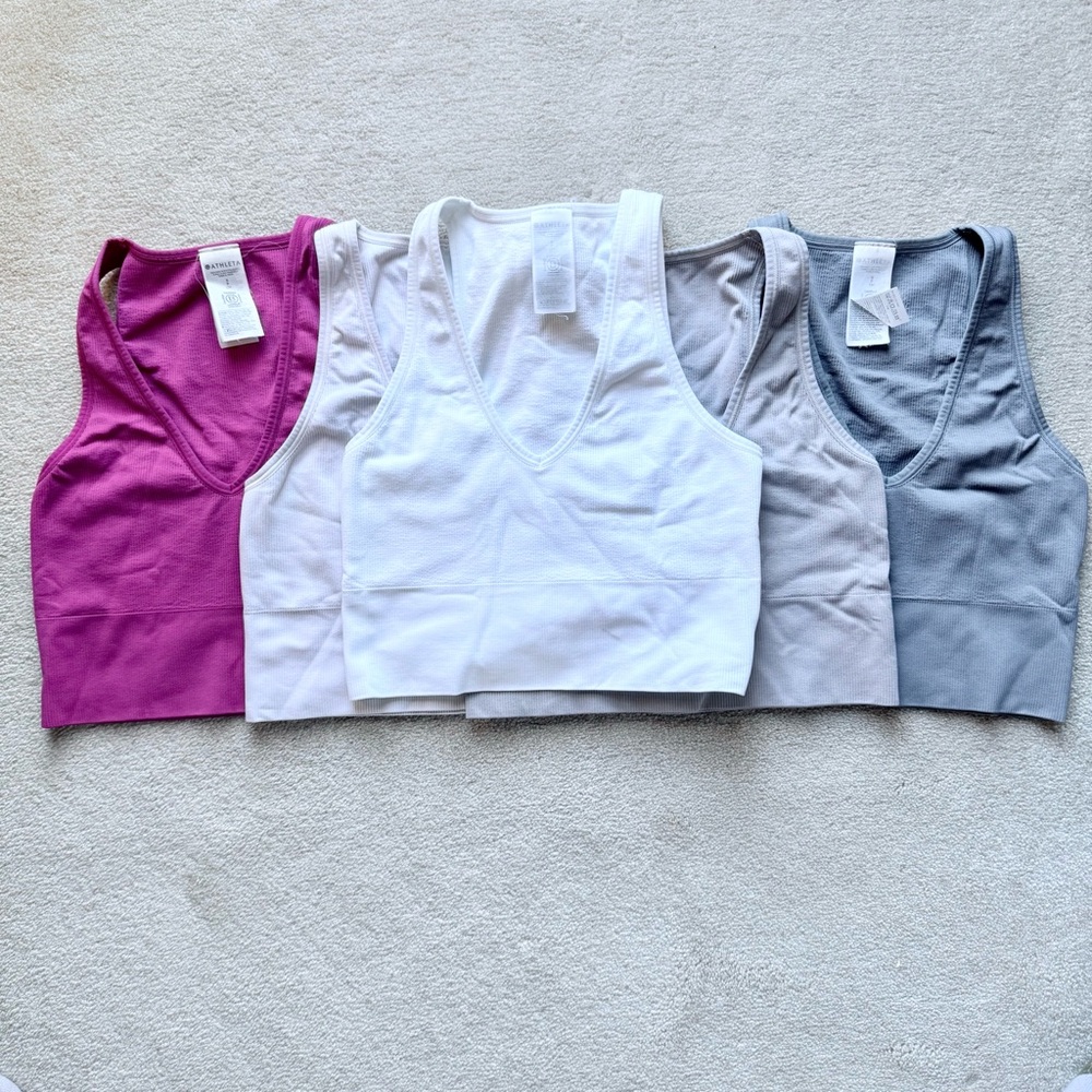 LOT of 5 Athleta Aurora Seamless Crop Rib Tanks Size Small